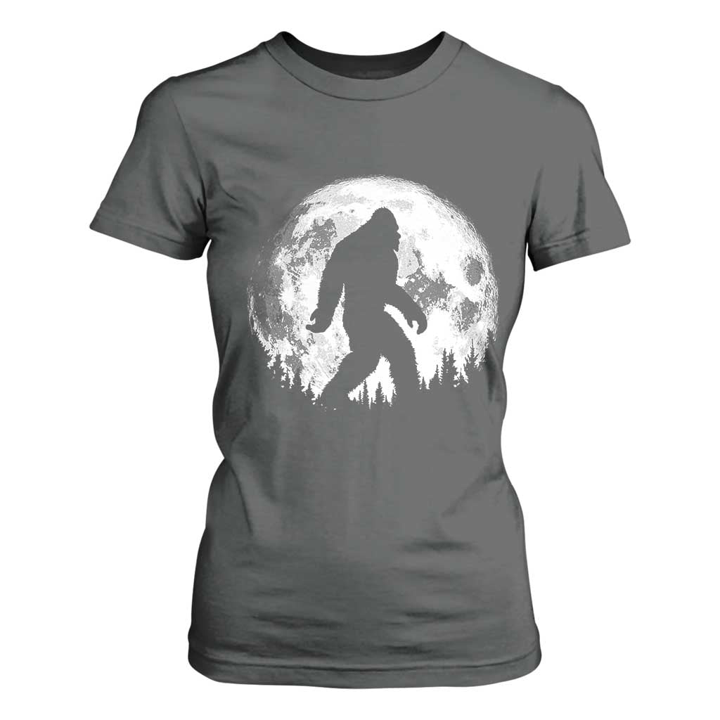 Bigfoot Night Stroll T Shirt For Women Cool Full Moon & Trees Sasquatch - Print Your Wear