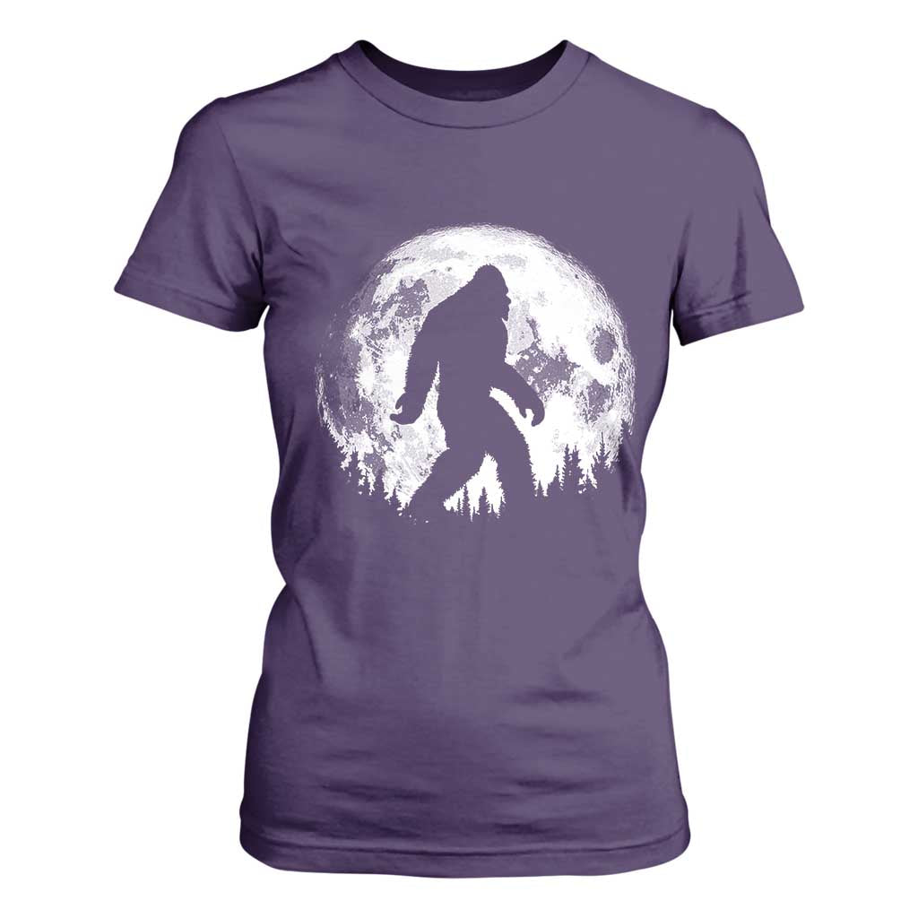 Bigfoot Night Stroll T Shirt For Women Cool Full Moon & Trees Sasquatch TS10 Purple Print Your Wear