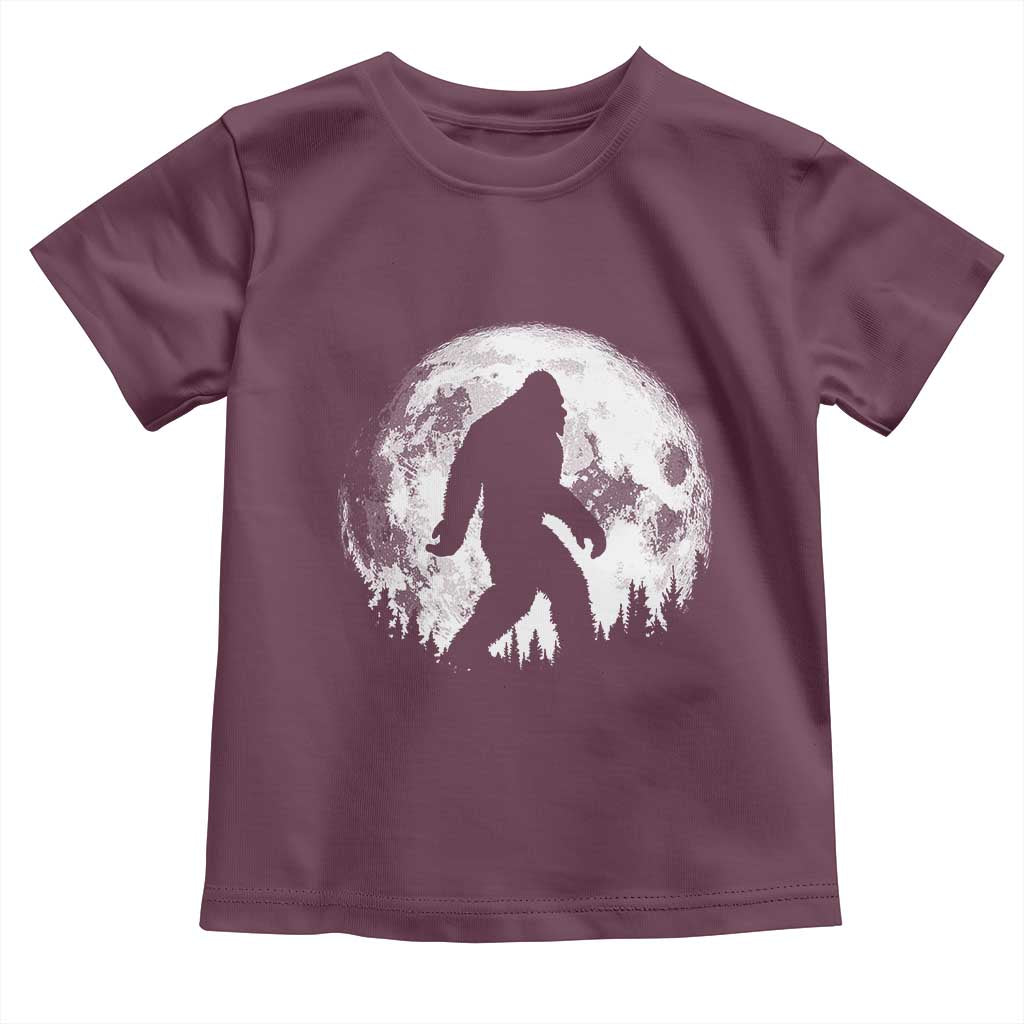 Bigfoot Night Stroll Toddler T Shirt Cool Full Moon & Trees Sasquatch TS10 Maroon Print Your Wear