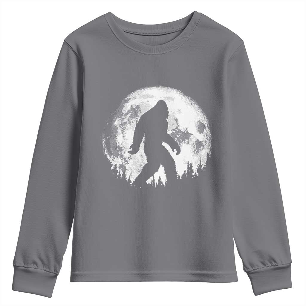 Bigfoot Night Stroll Youth Sweatshirt Cool Full Moon & Trees Sasquatch TS10 Charcoal Print Your Wear
