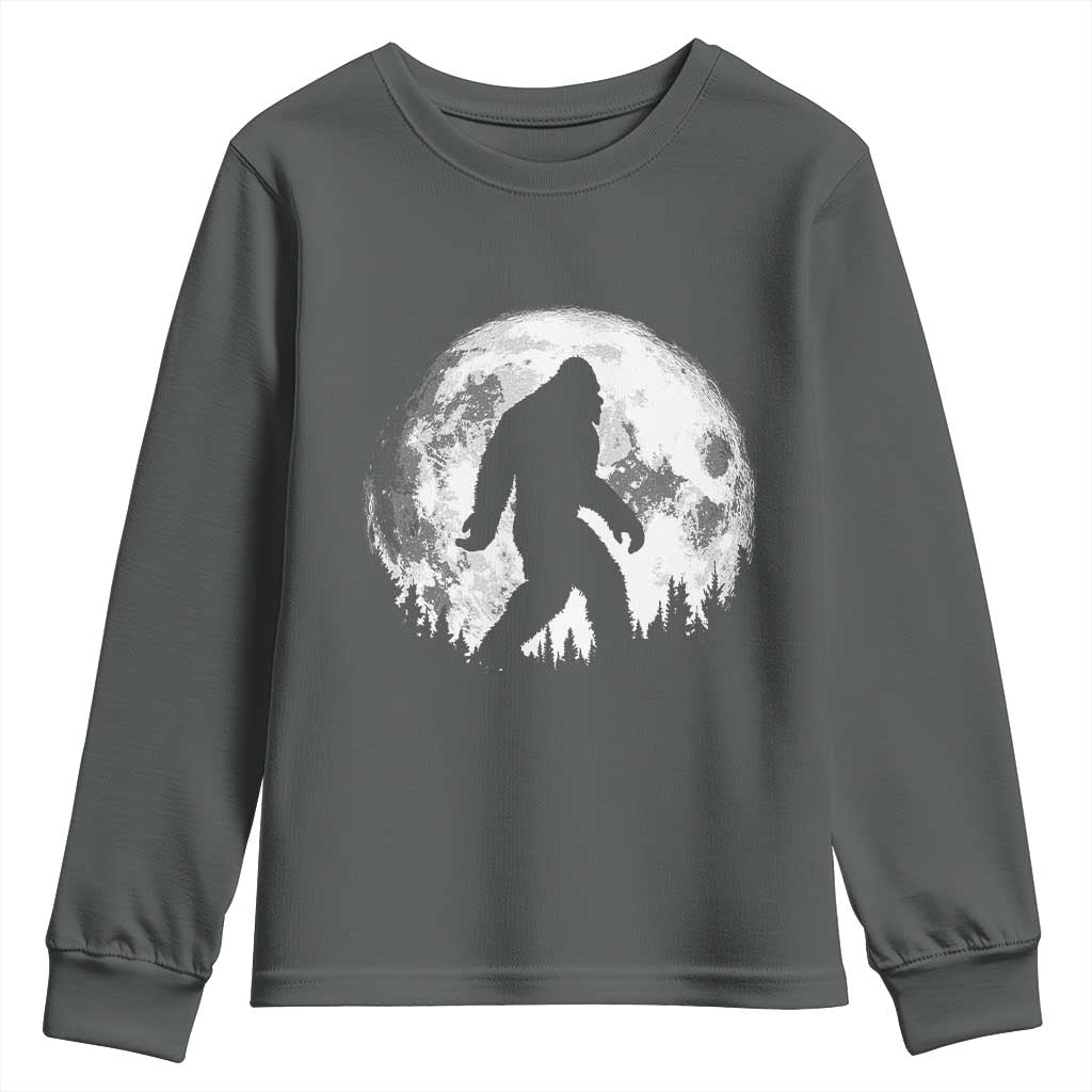 Bigfoot Night Stroll Youth Sweatshirt Cool Full Moon & Trees Sasquatch TS10 Dark Heather Print Your Wear