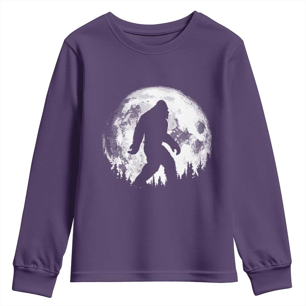 Bigfoot Night Stroll Youth Sweatshirt Cool Full Moon & Trees Sasquatch TS10 Purple Print Your Wear