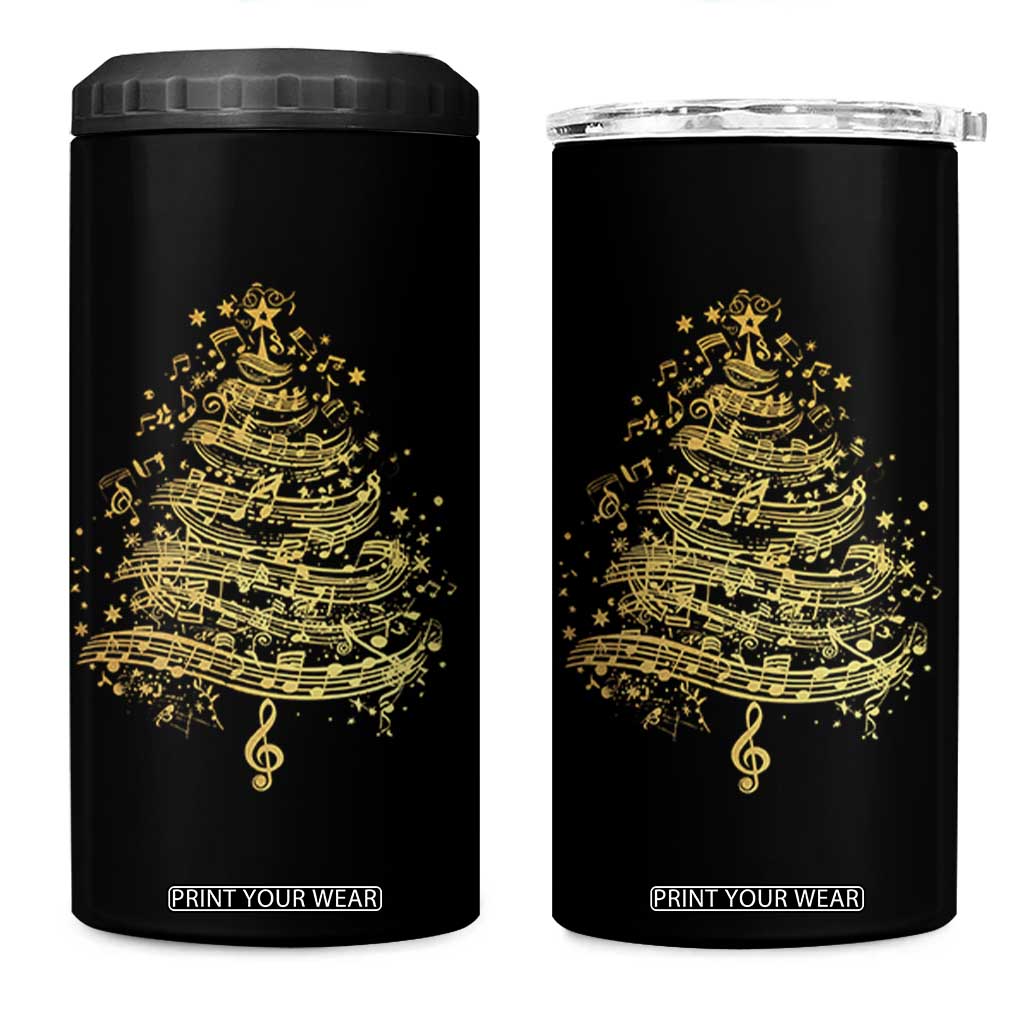 Music Christmas Tree 4 in 1 Can Cooler Tumbler Musician Music Lover Gift TS10 One Size: 16 oz Black Print Your Wear