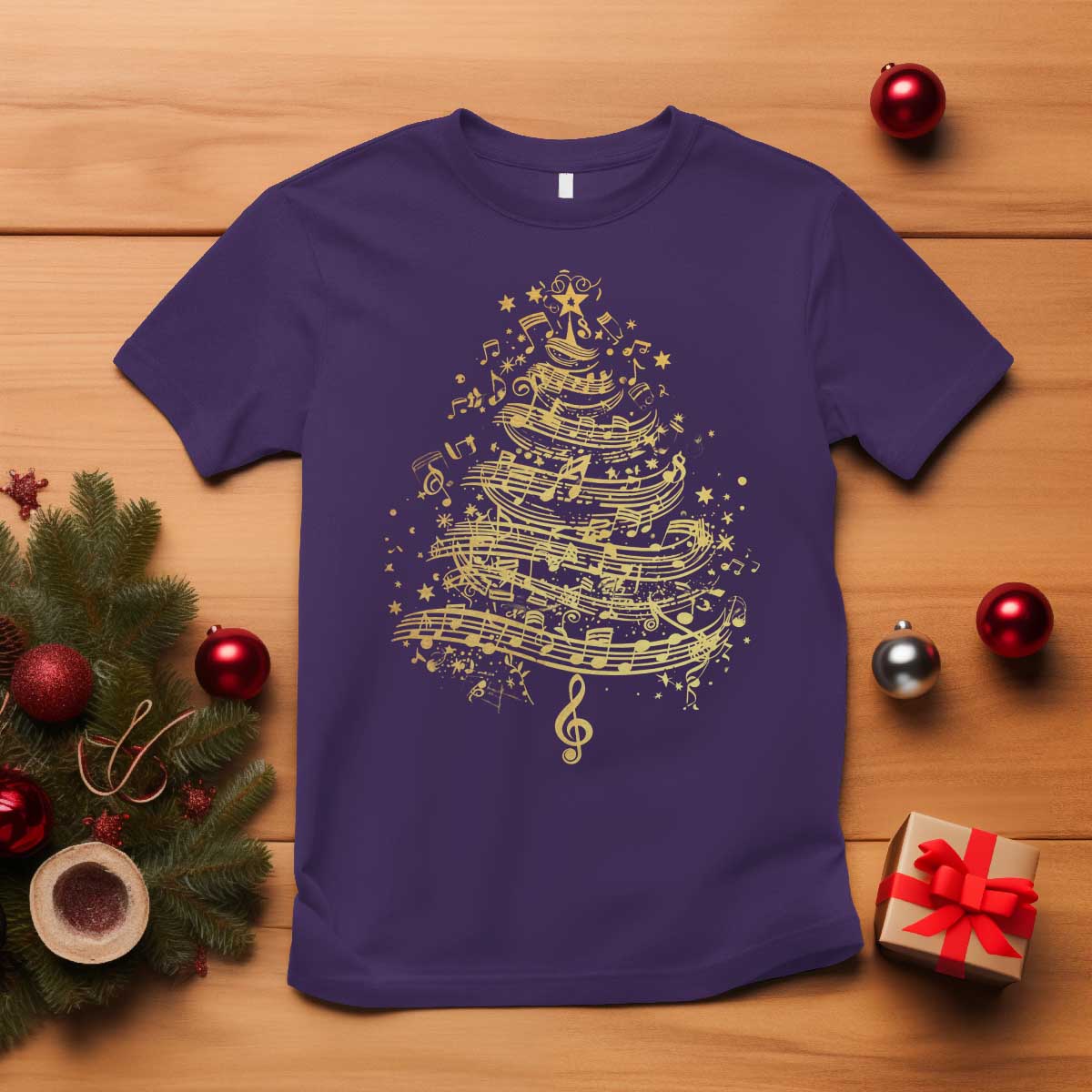 Music Christmas Tree T Shirt Musician Music Lover Gift TS10 Purple Print Your Wear