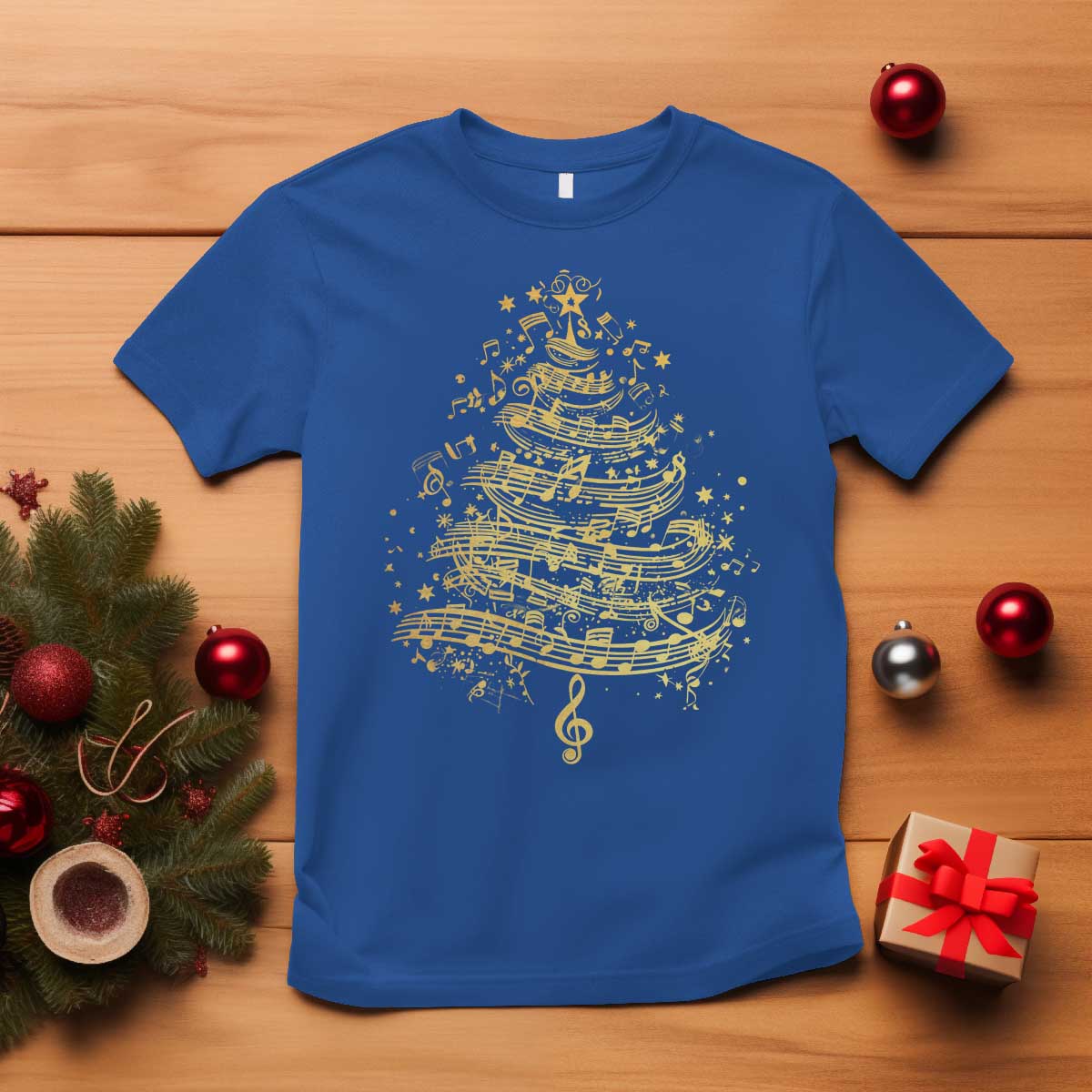 Music Christmas Tree T Shirt Musician Music Lover Gift TS10 Royal Blue Print Your Wear