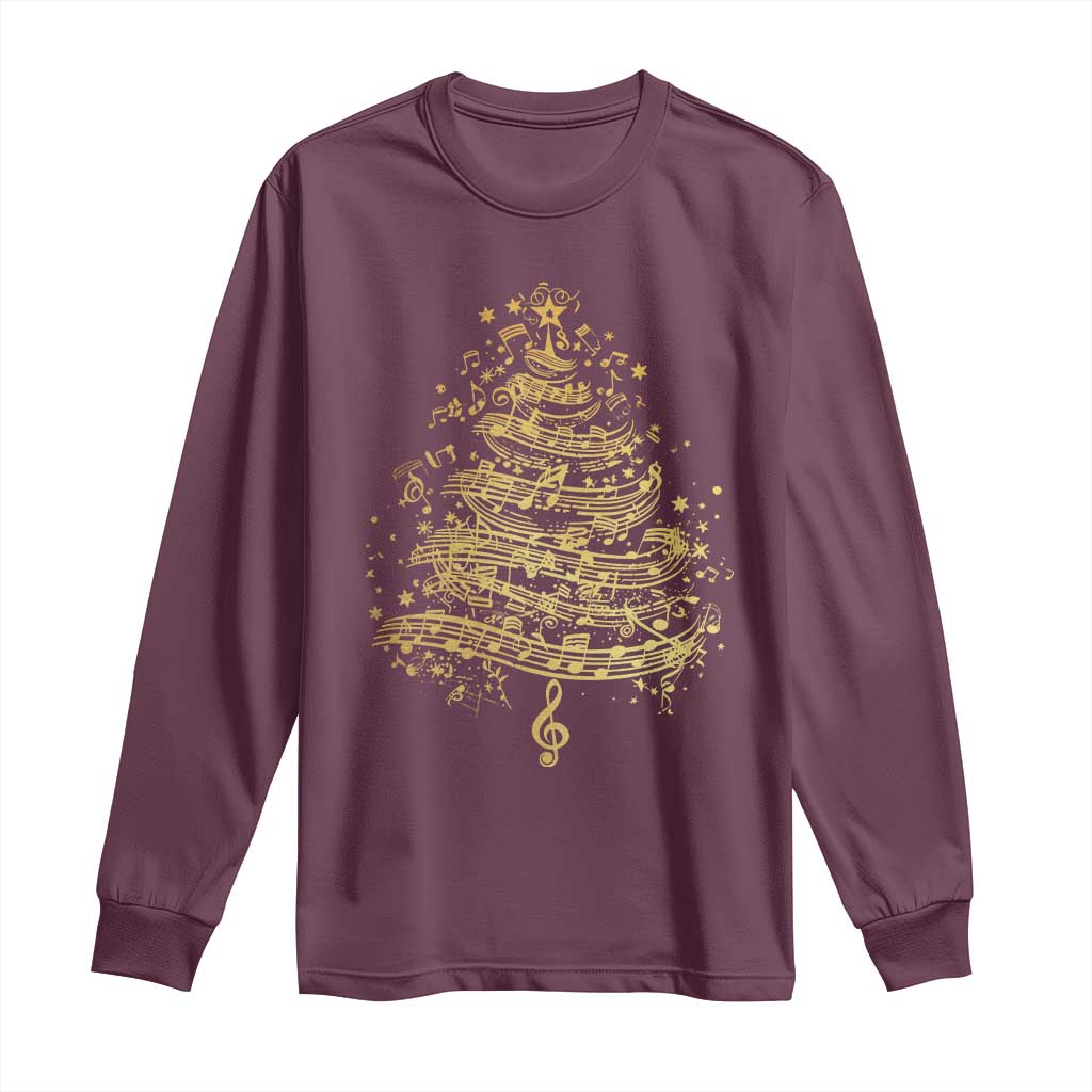 Music Christmas Tree Long Sleeve Shirt Musician Music Lover Gift TS10 Maroon Print Your Wear