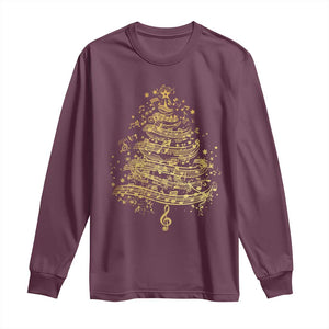 Music Christmas Tree Long Sleeve Shirt Musician Music Lover Gift TS10 Maroon Print Your Wear