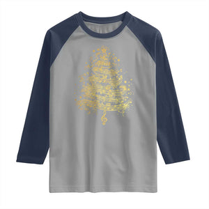 Music Christmas Tree Raglan Shirt Musician Music Lover Gift TS10 Sport Gray Navy Print Your Wear