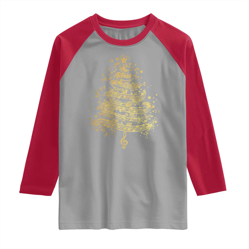 Music Christmas Tree Raglan Shirt Musician Music Lover Gift TS10 Sport Gray Red Print Your Wear