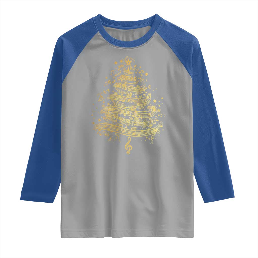 Music Christmas Tree Raglan Shirt Musician Music Lover Gift TS10 Sport Gray Royal Print Your Wear