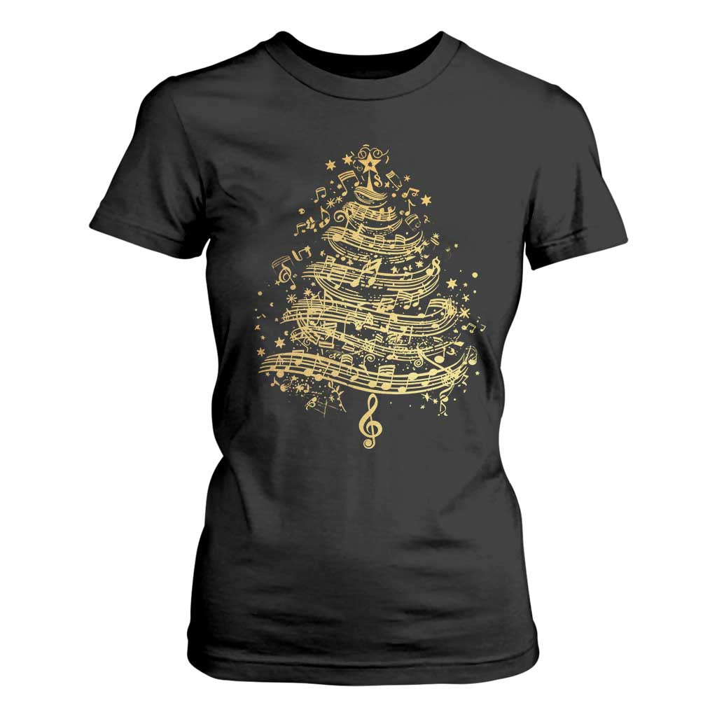 Music Christmas Tree T Shirt For Women Musician Music Lover Gift TS10 Black Print Your Wear