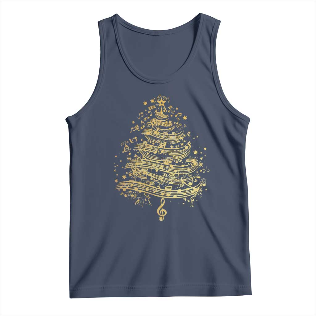 Music Christmas Tree Tank Top Musician Music Lover Gift TS10 Navy Print Your Wear