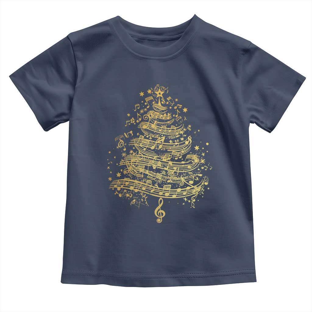 Music Christmas Tree Toddler T Shirt Musician Music Lover Gift TS10 Navy Print Your Wear