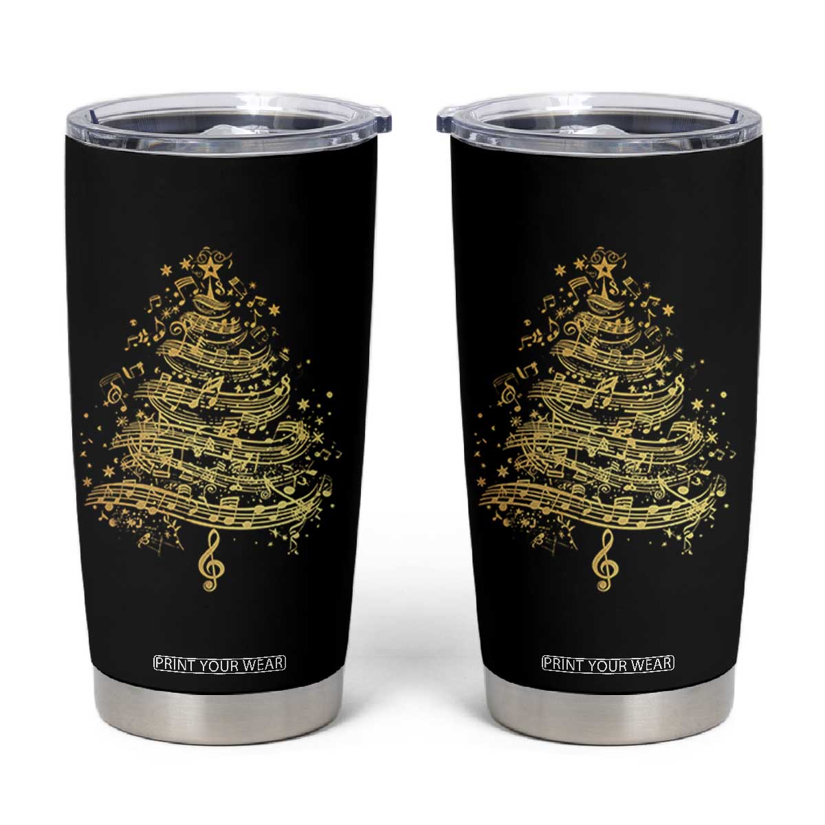 Music Christmas Tree Tumbler Cup Musician Music Lover Gift TS10 Black Print Your Wear
