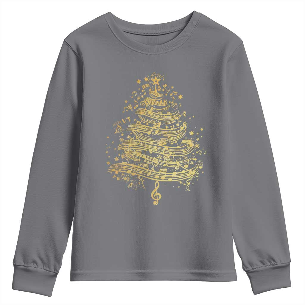 Music Christmas Tree Youth Sweatshirt Musician Music Lover Gift TS10 Charcoal Print Your Wear