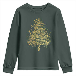 Music Christmas Tree Youth Sweatshirt Musician Music Lover Gift TS10 Dark Forest Green Print Your Wear