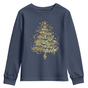 Music Christmas Tree Youth Sweatshirt Musician Music Lover Gift TS10 Navy Print Your Wear