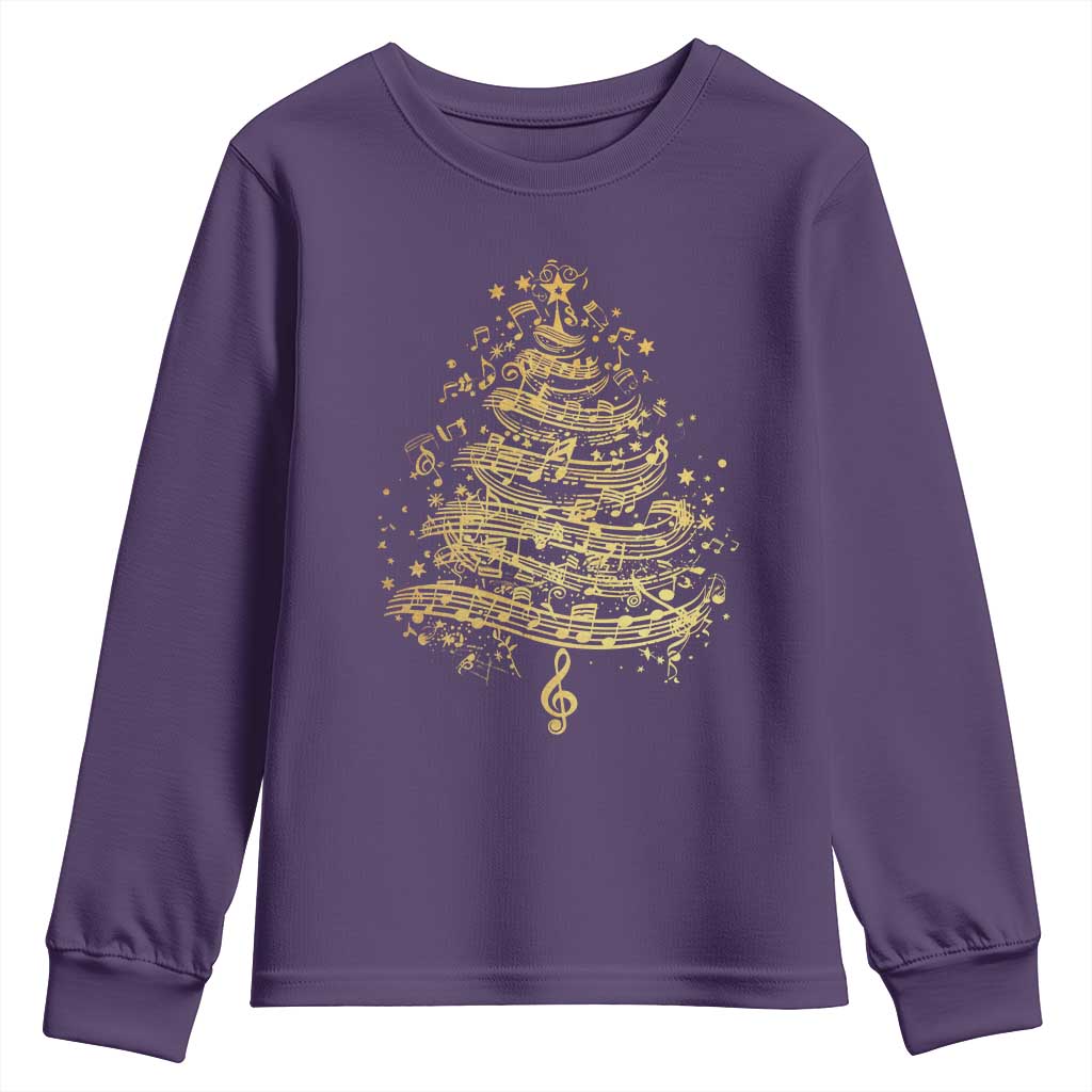 Music Christmas Tree Youth Sweatshirt Musician Music Lover Gift TS10 Purple Print Your Wear