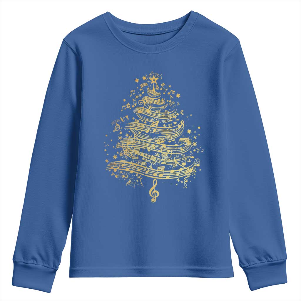 Music Christmas Tree Youth Sweatshirt Musician Music Lover Gift TS10 Royal Blue Print Your Wear