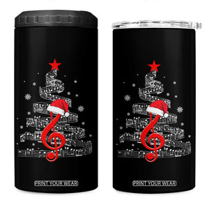 Christmas Tree Music 4 in 1 Can Cooler Tumbler Musician Music Lover Gift TS10 One Size: 16 oz Black Print Your Wear