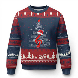Xmas Tree Music Ugly Christmas Sweater Musician Music Lover Gift TS10 Navy Red Print Your Wear