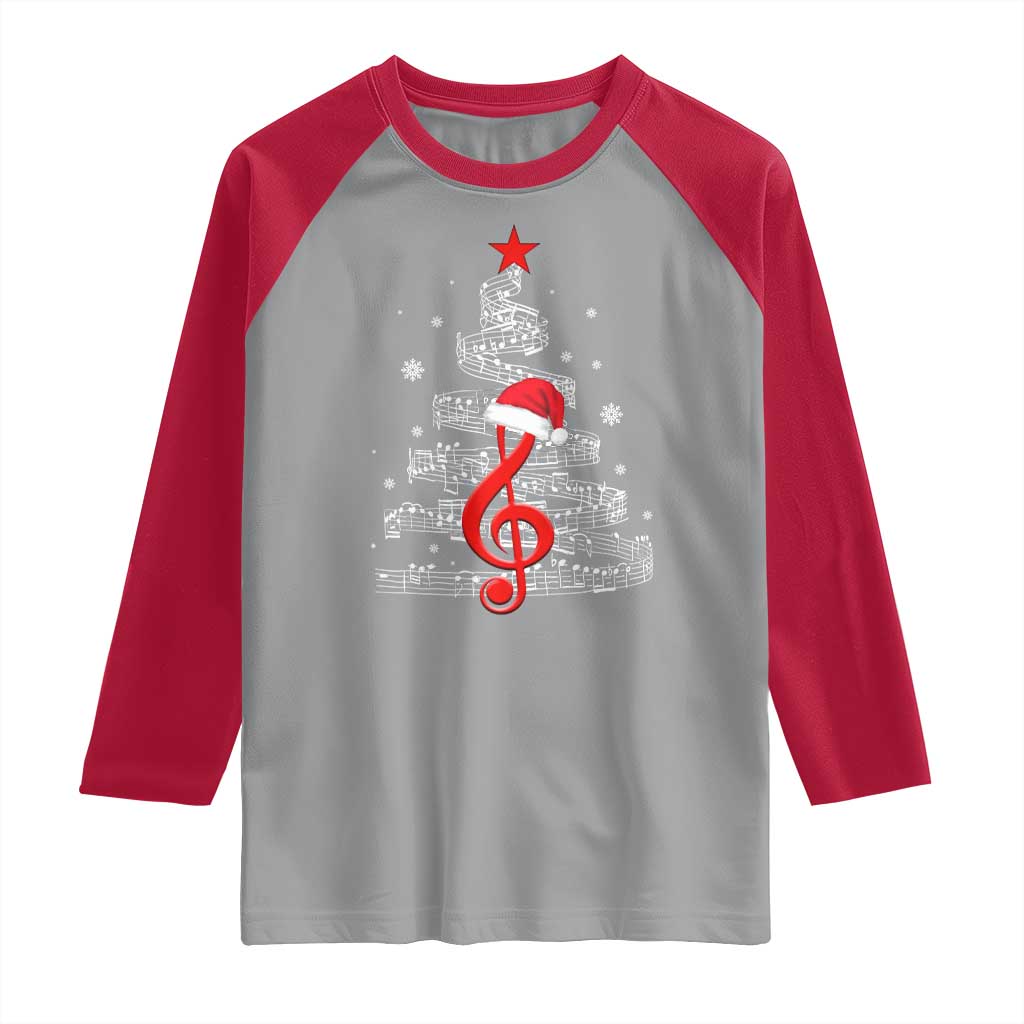 Christmas Tree Music Raglan Shirt Musician Music Lover Gift TS10 Sport Gray Red Print Your Wear