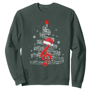 Christmas Tree Music Sweatshirt Musician Music Lover Gift TS10 Dark Forest Green Print Your Wear