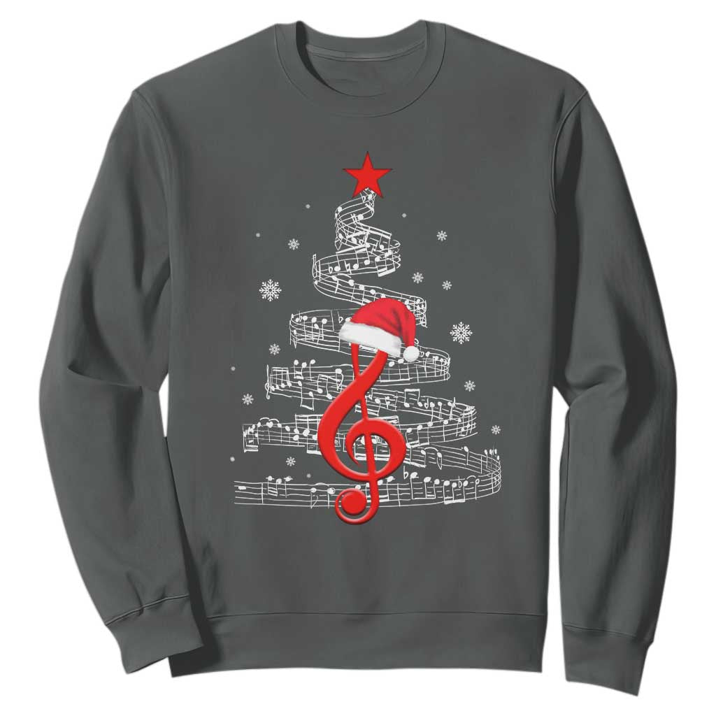 Christmas Tree Music Sweatshirt Musician Music Lover Gift TS10 Dark Heather Print Your Wear