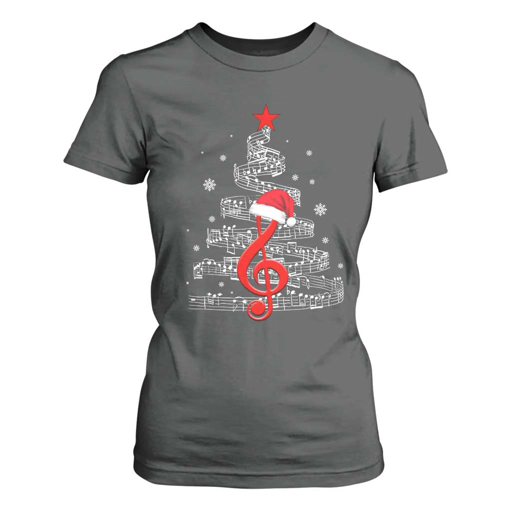 Christmas Tree Music T Shirt For Women Musician Music Lover Gift TS10 Dark Heather Print Your Wear