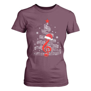 Christmas Tree Music T Shirt For Women Musician Music Lover Gift TS10 Maroon Print Your Wear