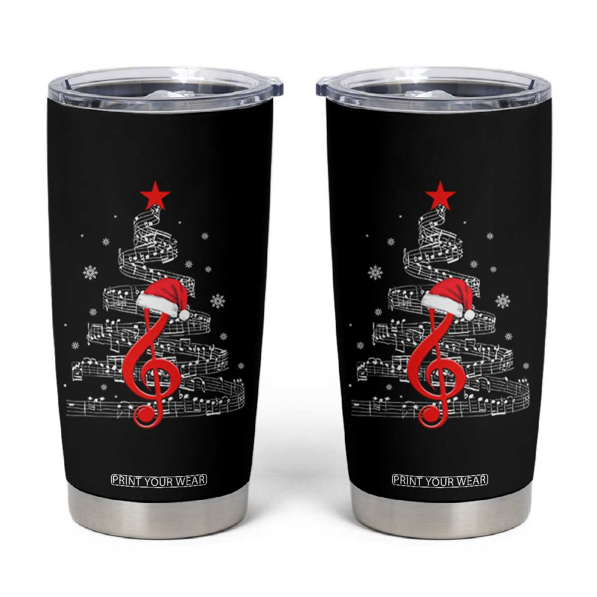 Christmas Tree Music Tumbler Cup Musician Music Lover Gift TS10 Black Print Your Wear