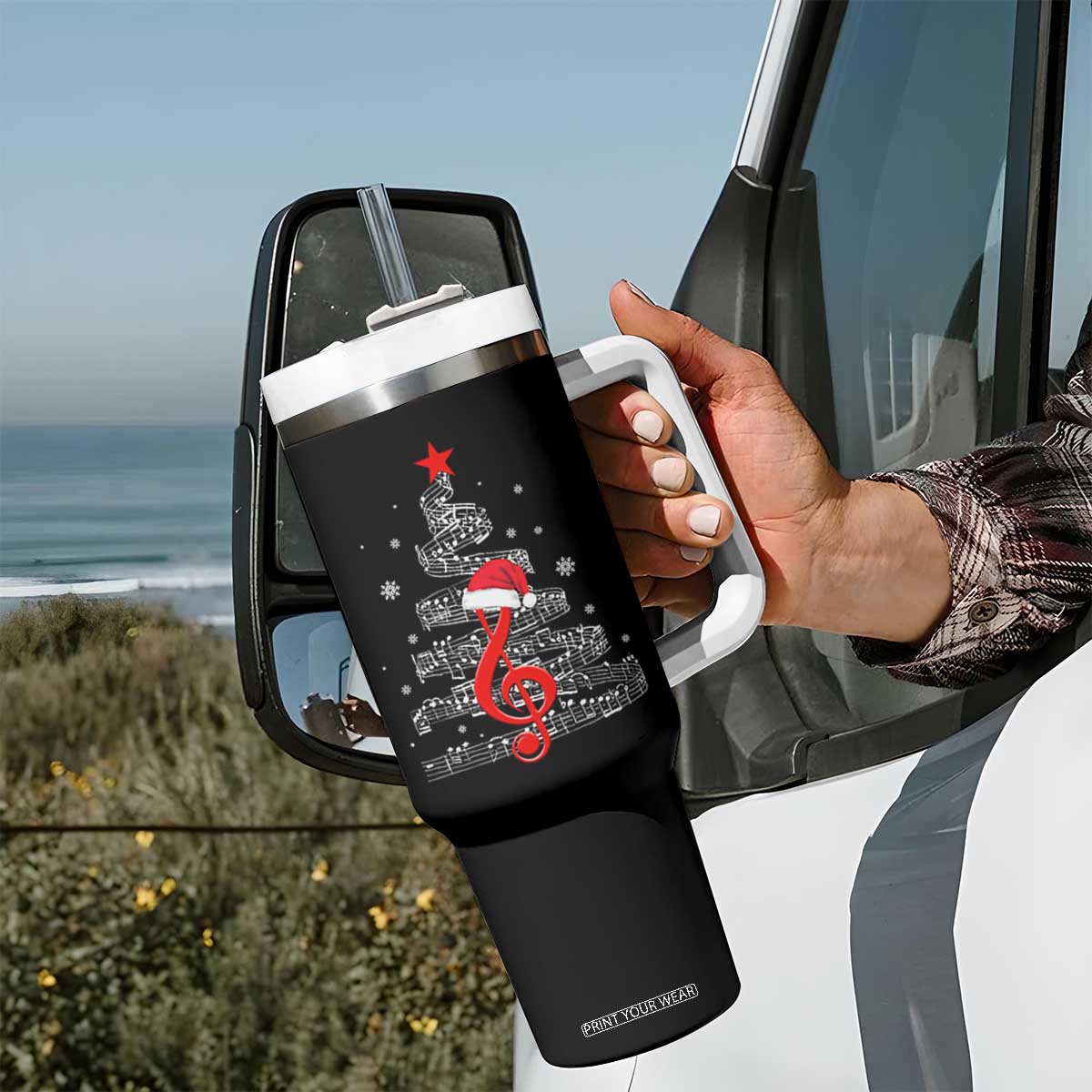 Christmas Tree Music Tumbler With Handle Musician Music Lover Gift TS10 Print Your Wear