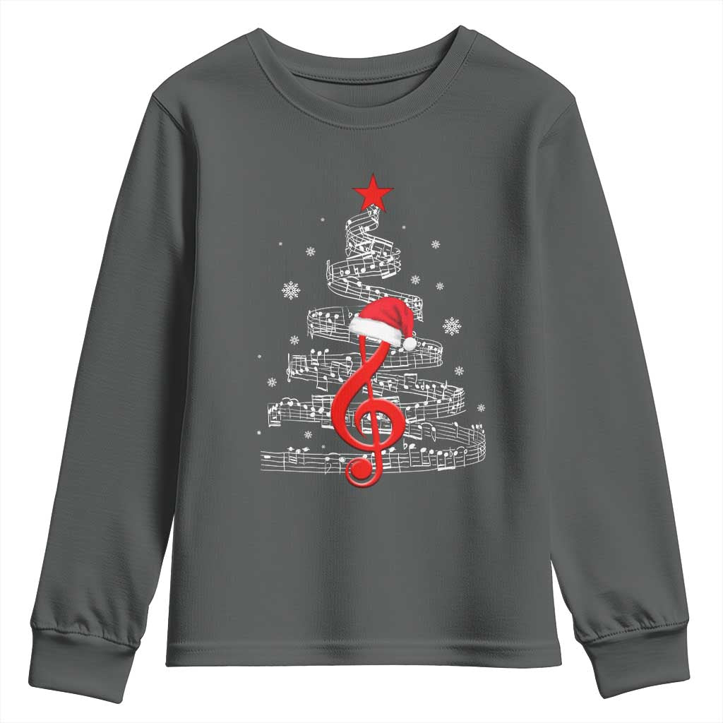 Christmas Tree Music Youth Sweatshirt Musician Music Lover Gift TS10 Dark Heather Print Your Wear
