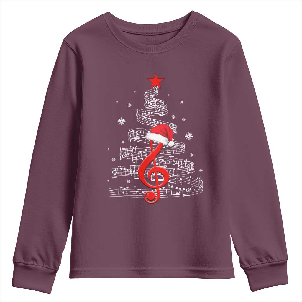 Christmas Tree Music Youth Sweatshirt Musician Music Lover Gift TS10 Maroon Print Your Wear