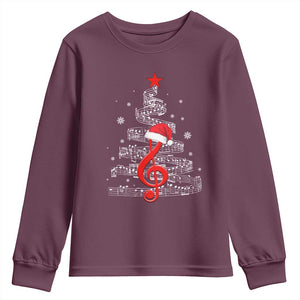 Christmas Tree Music Youth Sweatshirt Musician Music Lover Gift TS10 Maroon Print Your Wear