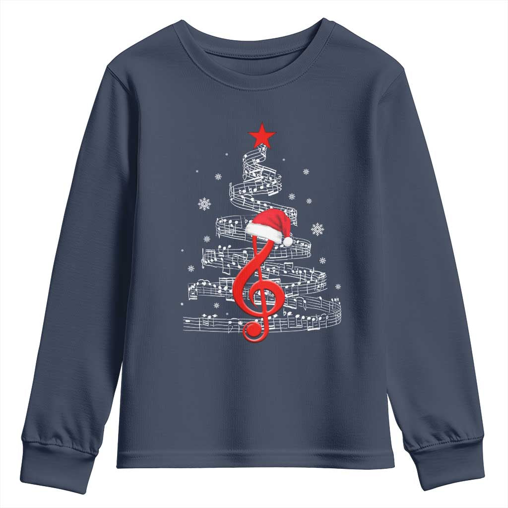Christmas Tree Music Youth Sweatshirt Musician Music Lover Gift TS10 Navy Print Your Wear