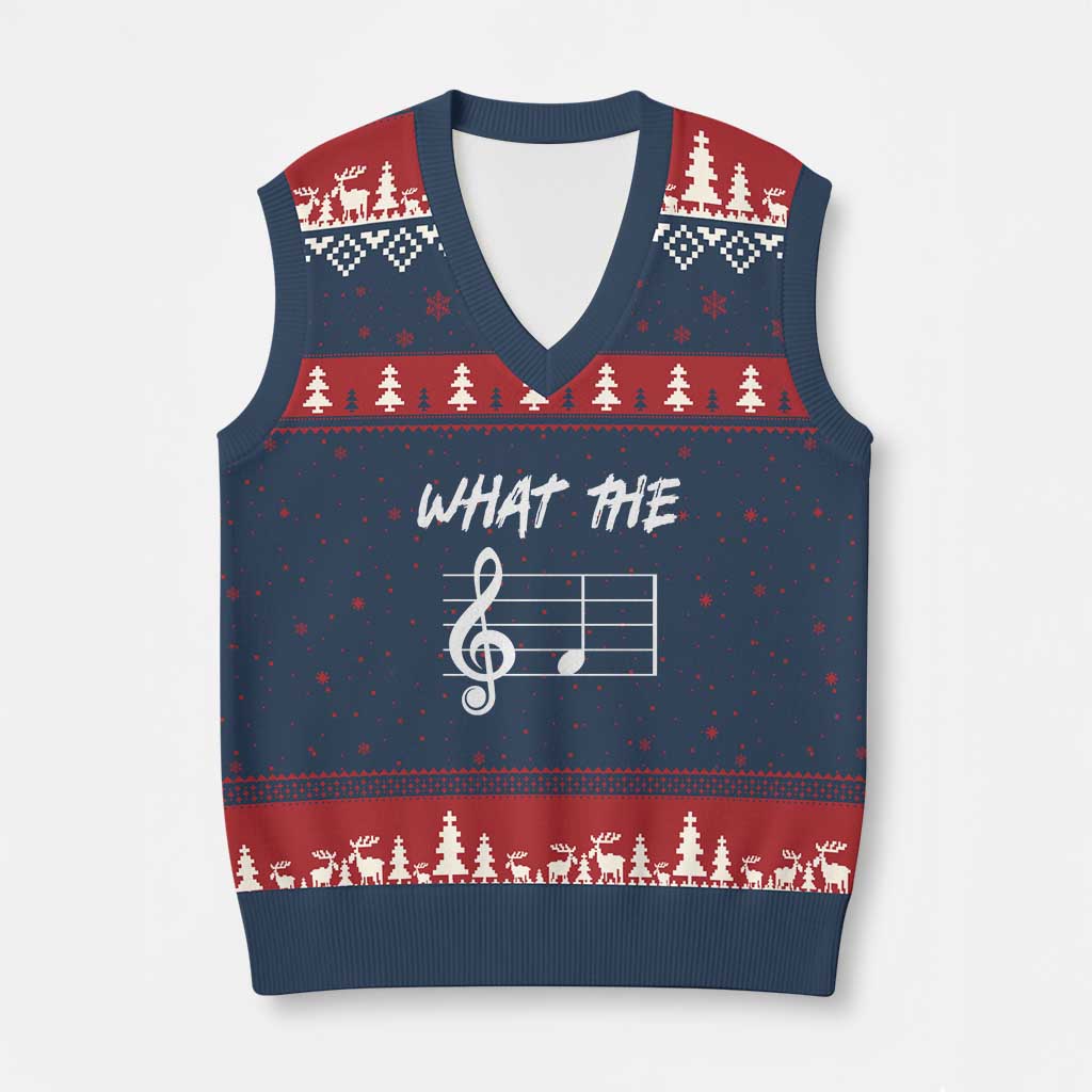 Funny What The F Musical Note V-Neck Knit Sweater Vest Funny Musician Gift TS10 Navy Red Print Your Wear