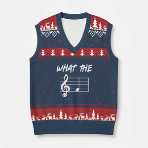 Funny What The F Musical Note V-Neck Knit Sweater Vest Funny Musician Gift TS10 Navy Red Print Your Wear