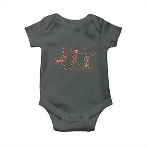 Subtle FDT Christmas Skeleton Baby Onesie Hidden Message Funny Political Satire Dancing Skeletons TS10 Dark Heather Print Your Wear