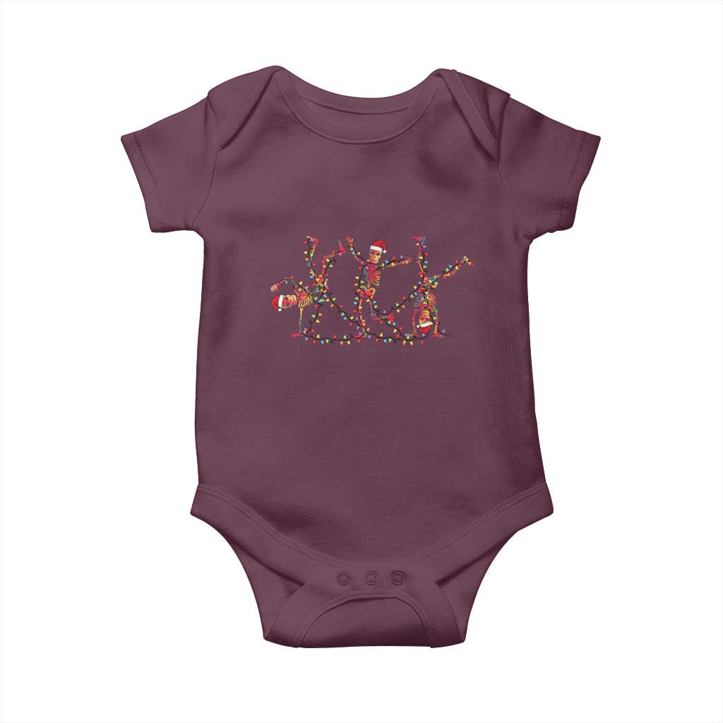 Subtle FDT Christmas Skeleton Baby Onesie Hidden Message Funny Political Satire Dancing Skeletons TS10 Maroon Print Your Wear