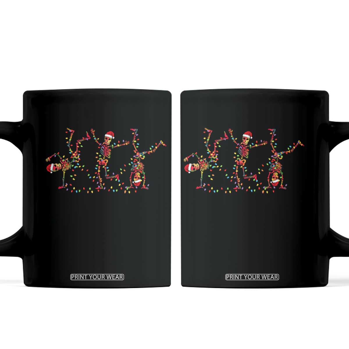 Subtle FDT Christmas Skeleton Coffee Mug Hidden Message Funny Political Satire Dancing Skeletons TS10 Black Print Your Wear