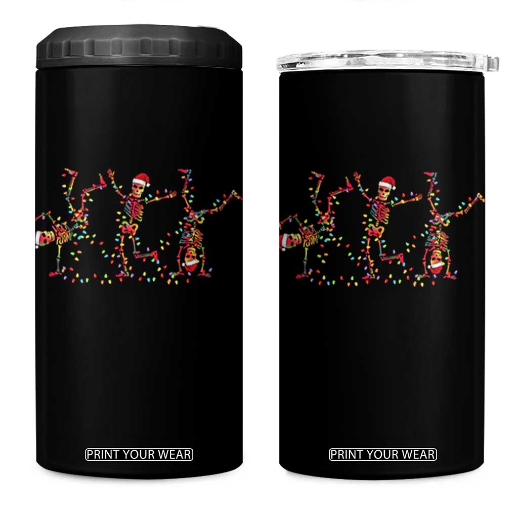 Subtle FDT Christmas Skeleton 4 in 1 Can Cooler Tumbler Hidden Message Funny Political Satire Dancing Skeletons TS10 One Size: 16 oz Black Print Your Wear