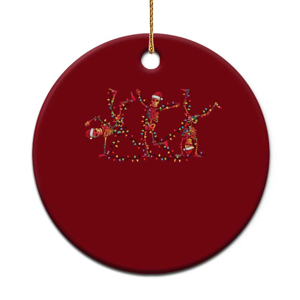 Subtle FDT Christmas Skeleton Ceramic Ornament Hidden Message Funny Political Satire Dancing Skeletons - Print Your Wear