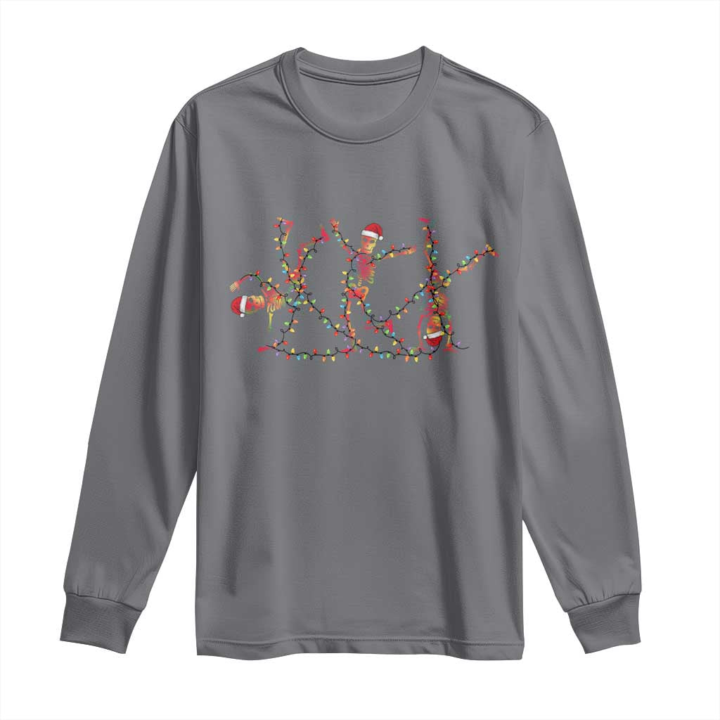 Subtle FDT Christmas Skeleton Long Sleeve Shirt Hidden Message Funny Political Satire Dancing Skeletons TS10 Charcoal Print Your Wear