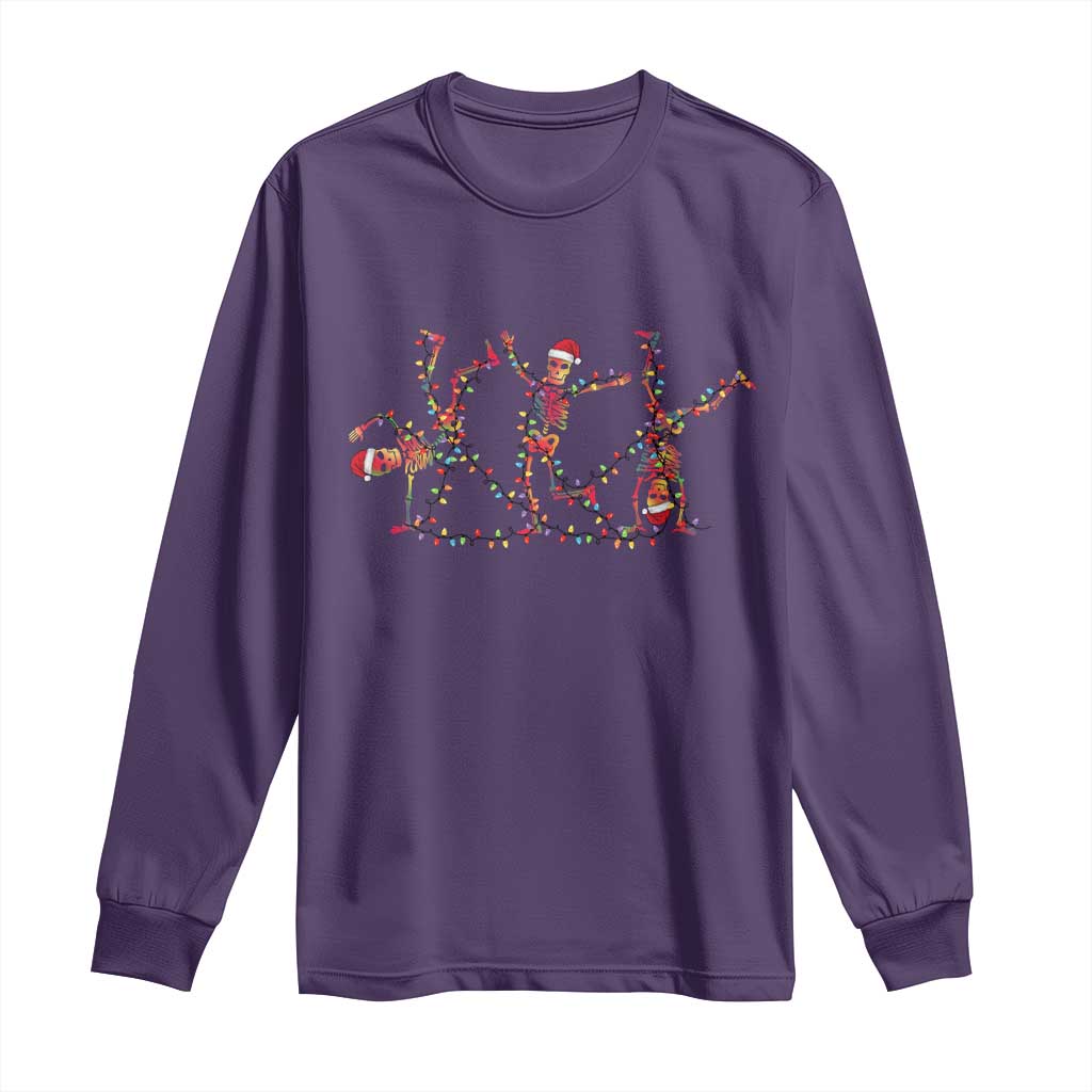 Subtle FDT Christmas Skeleton Long Sleeve Shirt Hidden Message Funny Political Satire Dancing Skeletons TS10 Purple Print Your Wear