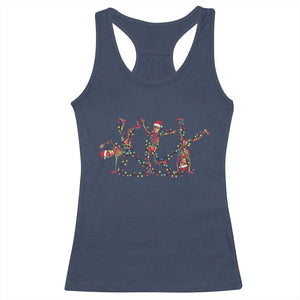 Subtle FDT Christmas Skeleton Racerback Tank Top Hidden Message Funny Political Satire Dancing Skeletons TS10 Navy Print Your Wear