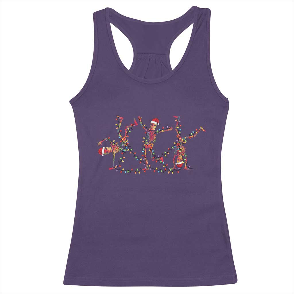 Subtle FDT Christmas Skeleton Racerback Tank Top Hidden Message Funny Political Satire Dancing Skeletons - Print Your Wear