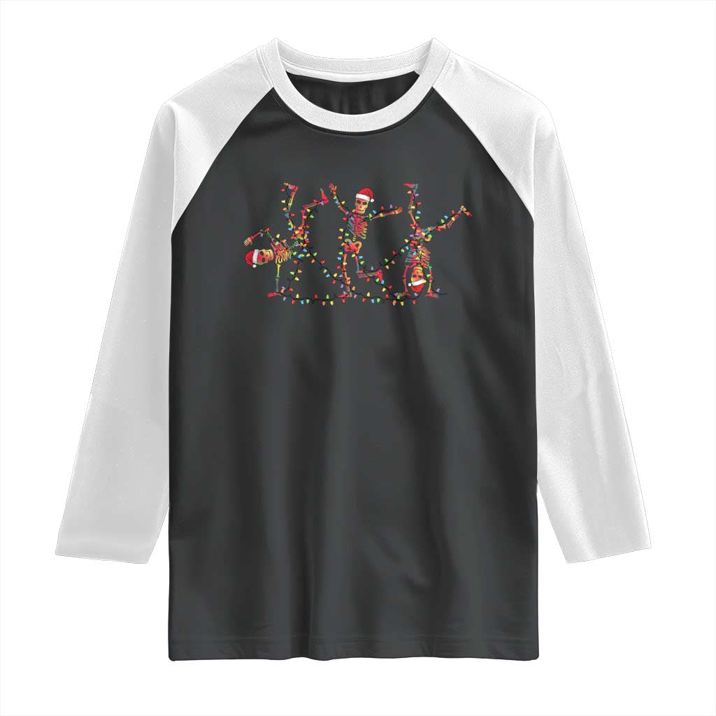 Subtle FDT Christmas Skeleton Raglan Shirt Hidden Message Funny Political Satire Dancing Skeletons TS10 Black White Print Your Wear