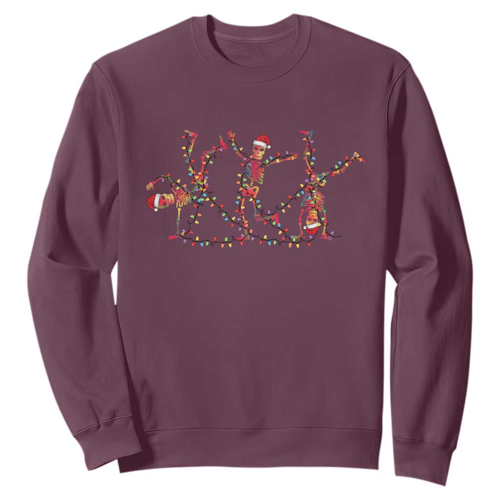 Subtle FDT Christmas Skeleton Sweatshirt Hidden Message Funny Political Satire Dancing Skeletons TS10 Maroon Print Your Wear