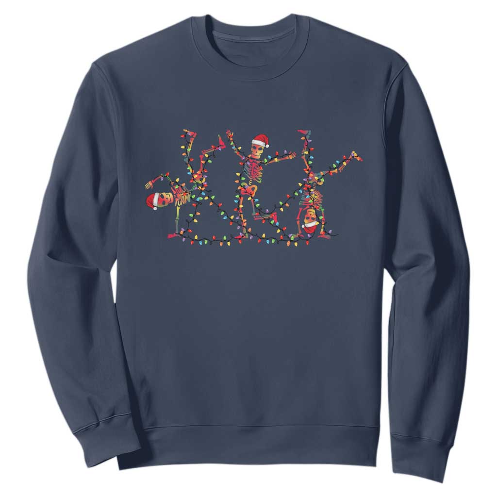 Subtle FDT Christmas Skeleton Sweatshirt Hidden Message Funny Political Satire Dancing Skeletons TS10 Navy Print Your Wear